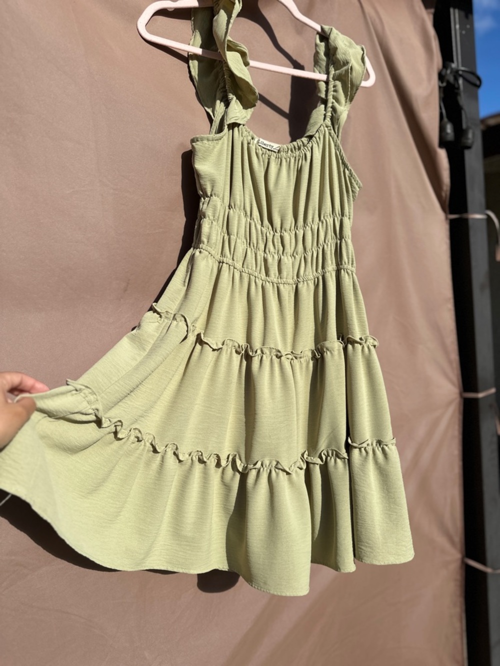 Liberty Love Olive Green Ruffle Strap Tiered Sundress - Picture 2 of 4